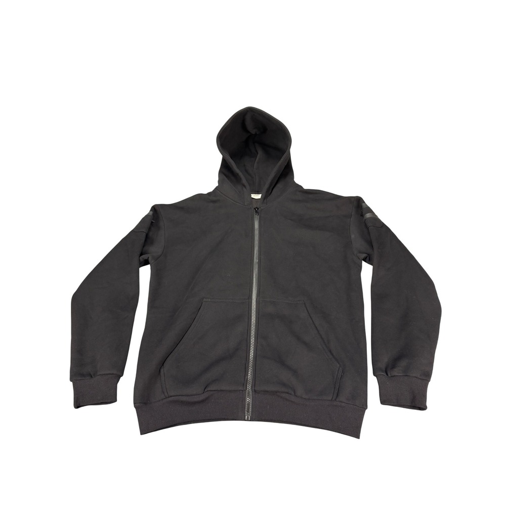 Comfrt Mens Full Zip Fleece Hoodie Black Utility Sleeve Pocket Size L RN170537